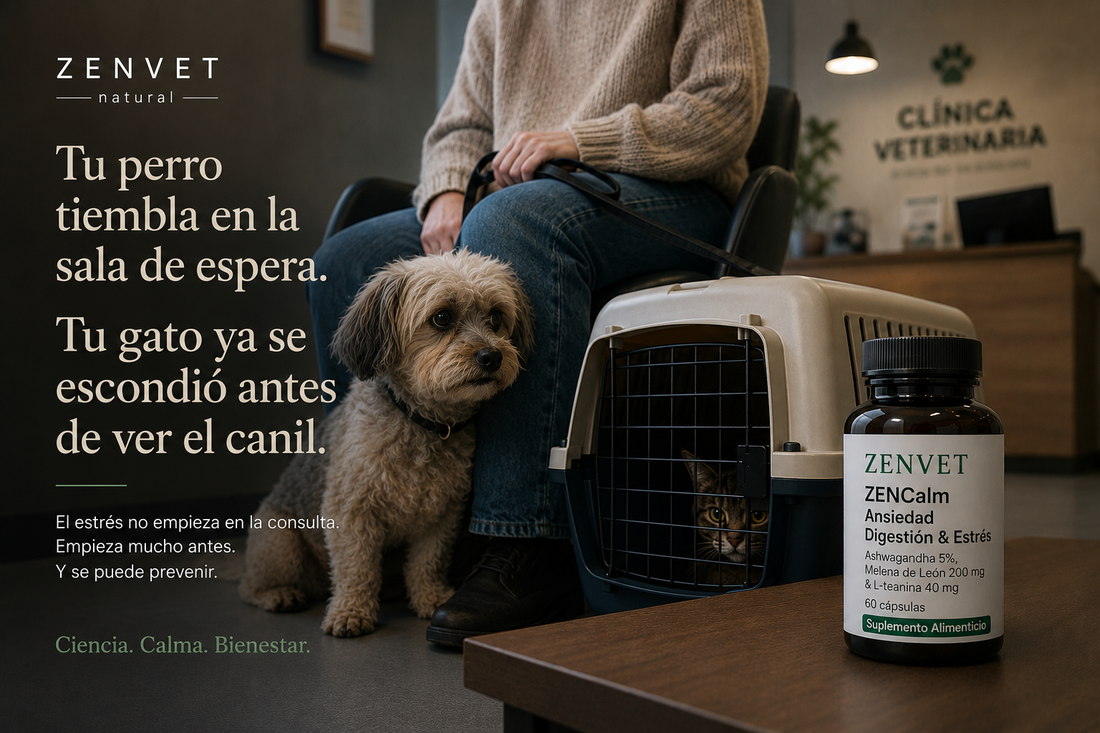 Tu perro tiembla en la sala de espera. Tu gato ya se escondió antes de ver el canil.