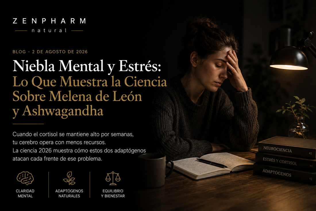 Melena de León y Ashwagandha: Niebla Mental y Estrés (Evidencia 2026)