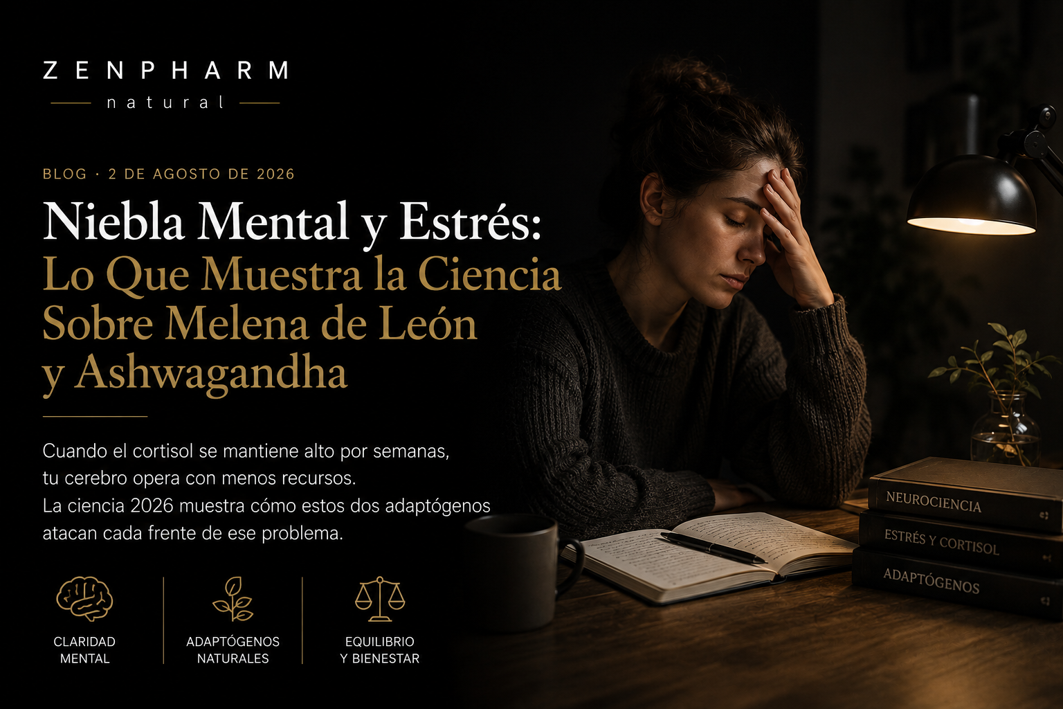 Melena de León y Ashwagandha: Niebla Mental y Estrés (Evidencia 2026)
